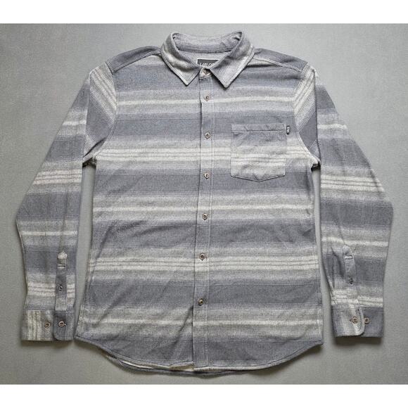Valor Collective Mens Size Large Gray Soft Flannel Shirt Horizontal Stripes - Picture 1 of 7